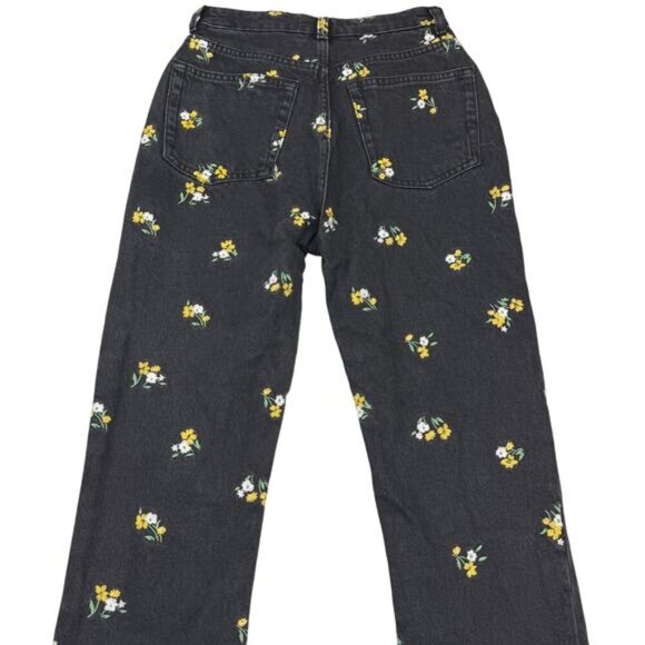 REFORMATION Stevie Ultra High Rise Sz 24 Floral Monterey Embroidery Washed Black - Picture 7 of 7